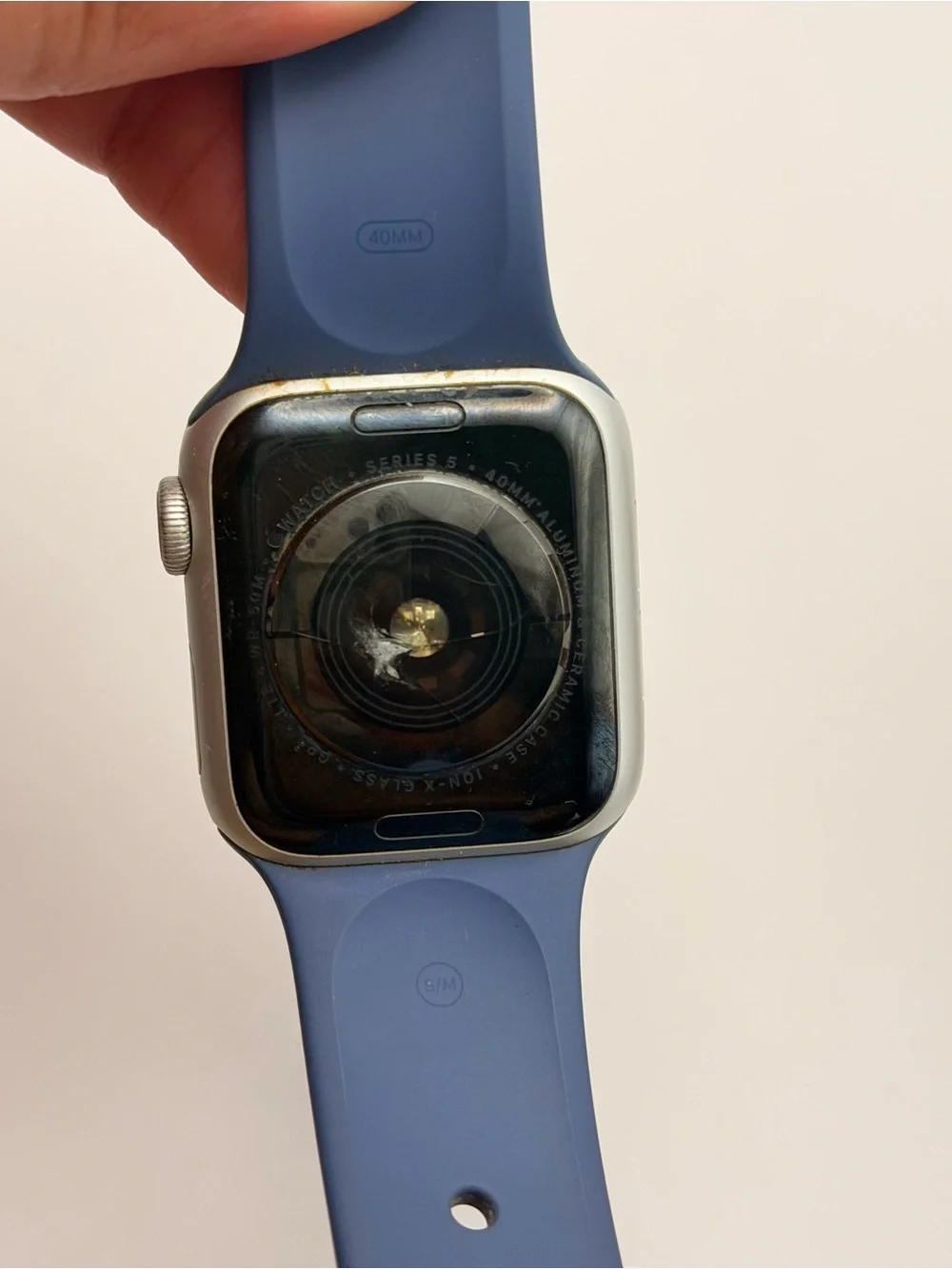 Apple Watch Series 5, Tested, 40mm, Cellular, Silver/ Light Blue, Charger Includ